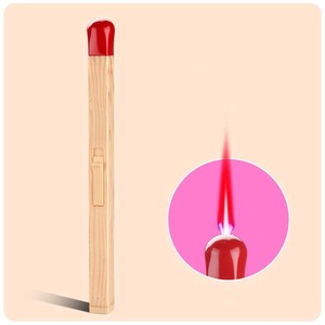 Sáng Tạo Windproof <span class=keywords><strong>Torch</strong></span> Lighter Red ngọn lửa que diêm hình dạng bơm lại nhẹ hơn - Product Image 1