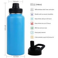 Promotion Vente Bouteille d'Eau Isotherme 32oz avec Couvercle ODM, Bouteille Thermos en Acier Inoxydable Isolé à Double Paroi et Large Ouverture