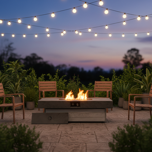 50000BTU Outdoor and Indoor Metal Gas <strong>Fire</strong> <strong>Pit</strong> Two Adjustable Heights <strong>Table</strong> Rectangle Propane <strong>Fire</strong> <strong>Pit</strong> Garden Parties - Product Image 1