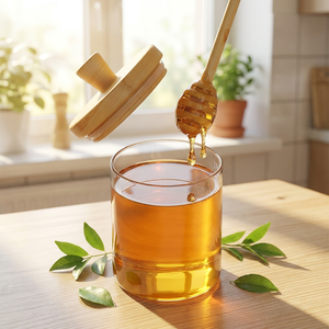 Barattolo per <span class=keywords><strong>Miele</strong></span> in Vetro Borosilicato con Cucchiaio in Legno e Coperchio in Legno di <span class=keywords><strong>Acacia</strong></span>, Contenitore Ecologico per <span class=keywords><strong>Miele</strong></span> e Sciroppo, Dispenser da 450ml - Product Image 2