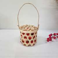 Petite usine d'artisanat folklorique-Couvercle au détail Panier en bambou Boîte à bonbons de mariage en rotin Salon