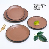 Assiette bicolore en mélamine, plat moderne minimaliste, plat de service, plateau de buffet/fast-food, assiette à garniture de riz, usage commercial