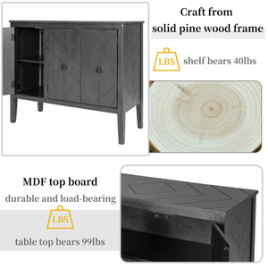 Adjustable Shelf Storage <b>Sideboard</b> with 3 Modern Metal Handles and 4 MDF Legs Durable & Eco-Friendly <b>for</b> <b>Kitchen</b> - Product Image 4