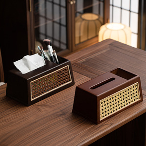 Rattan Tissue Box <b>Bamboo</b> Material Japanese Style Home Bedroom Living Room Coffee <b>Table</b> Decorative Storage Organizer - Product Image 1