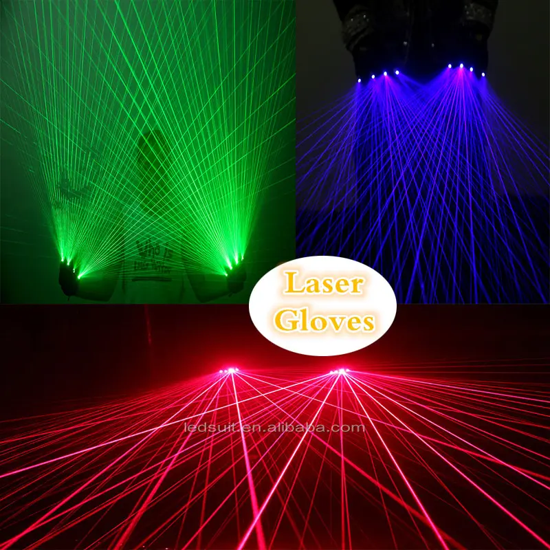 Hot Sales 4 pcs laser heads LED Gloves Blue Red Green Dancing Stage Party DJ Club Outdoor Show Laser Gloves Luminous Gloves