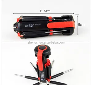 Suministros para automóviles Herramientas portátiles multifuncionales para exteriores Destornillador 8 en 1 con linterna LED