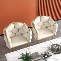 Fauteuil de manucure commercial moderne, luxe léger, fauteuil à dossier haut, fauteuil de maquillage, canapé individuel, fauteuil en velours avec pieds dorés