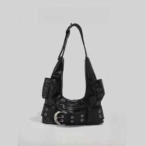 Bolso de mano tipo bandolera para mujer de piel sintética con forma de media luna - Product Image 1