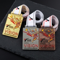 Médaille de Championnat de Taekwondo Design Usine, Récompense de Finisseur Arts Martiaux en Alliage de Zinc Plaqué Or pour Compétition de Dojo / École