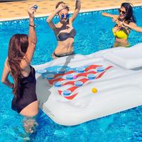 Jouets de piscine personnalisés - Table de jeu de pong flottante pour adultes avec porte-gobelets isothermes, refroidisseur flottant gonflable