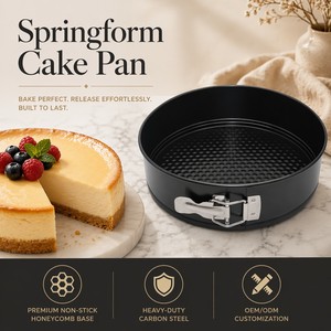 Torta rotonda con fondo rimovibile antiaderente da <span class=keywords><strong>forno</strong></span> 8 teglie a forma di molla in acciaio al carbonio 9 10 pollici - Product Image 1