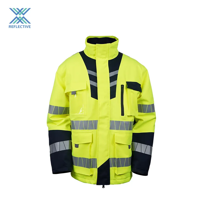 LX Jaqueta de segurança masculina para trabalho, jaqueta reflexiva vermelha, amarela e preta, jaqueta de segurança para homens, jaqueta de inverno
