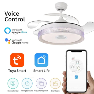 Ventilateur de Plafond Intelligent Kit de Télécommande Lumière Haut-Parleur Ventilateur de Plafond Intelligent avec Lumières Variateur Alexa Compatible Salon - Product Image 3