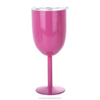 Gobelet à vin doré en acier inoxydable incassable 10oz, gobelet isolé en verre violet