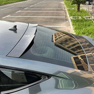 Audi Rear Spoiler <b>Wing</b> Shaped Piano <b>Black</b> Carbon Fiber Texture ABS Trunk Spoiler For A7 S7 C8 2019+ - Product Image 3
