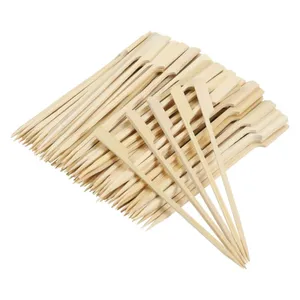 Wholesale Bamboo Paddle Brochettes Skewer Big Wood Disposable Kebab Flat Sticks BBQ Barbecue Grill Paddle Stick