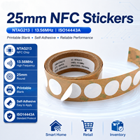 Autocollant NFC RFID 13,56 MHz NTAG213 25 mm en papier couché imprimable, étiquette autocollante pour maison intelligente, inventaire de détail, contrôle d'accès OEM