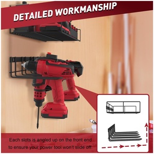 Wall Mounted Tool <b>Storage</b> Rack Black 2 Tier Heavy Duty For <b>Workshop</b> Organization - Product Image 3