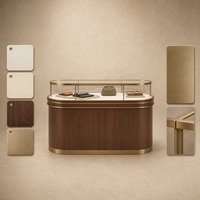 Vitrine de présentation pour bijouterie sur mesure, en bois massif, métal, verre trempé, éclairage LED, pour vente en gros de bijoux
