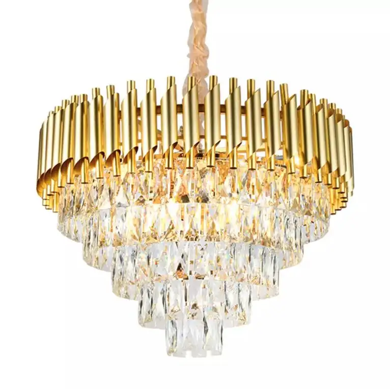 Wholesale Dining Room Gold Modern Luxury K9 Crystal Ceiling Luxury Round Chandelier Pendant Light for living room