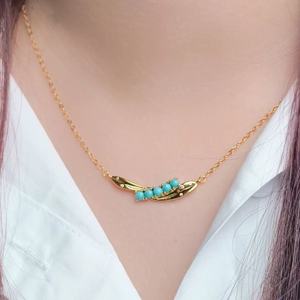 Collar de turquesa geométrico romántico chapado en oro de 18 quilates y plata S925 diseño de cadena de eslabones minimalista Unisex para regalo - Product Image 4