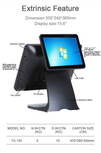 15.6 Máy Tính Để Bàn Core I5 Pos Android 8.1 Điểm Bán Hệ Thống Cửa Sổ Bán Lẻ Pos Nhà Hàng Đặt Hàng Thiết Bị Đầu Cuối - Product Image 5