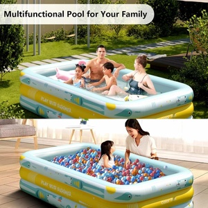 สระน้ำเป่าลมสำหรับเด็กเล็ก สีฟ้า วัสดุ PVC และเหล็ก ขนาด 90x75.6 ซม. - Product Image 3