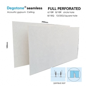 Tablero de yeso absorbente de sonido Absorción de suspensión Sistema de rejilla acústica y metálica perforada Techo acústico de placa de yeso - Product Image 3
