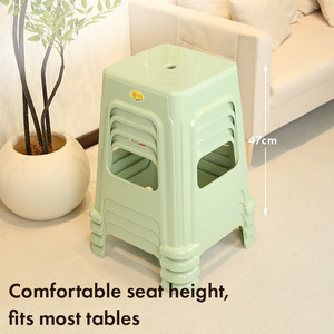 Pearl River Plastic <b>Stool</b> Wide <b>Seat</b> Modern Design Living Room Furniture Green Color Stacking Solid Back - Product Image 3
