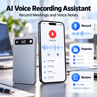 Enregistreur vocal intelligent à carte magnétique IA, double microphone avec réduction du bruit, enregistrement de réunions, traduction et transcription, rechargeable Type-C