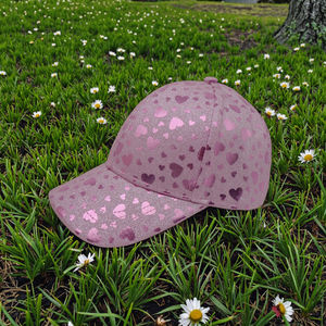 Mũ bóng chày 6 mảnh màu hồng lấp lánh có thể điều chỉnh dành cho trẻ em, mũ lưỡi trai dễ thương cho trẻ mới biết đi, mũ lấp lánh, chất liệu vải tuýt, họa tiết trái cây - Product Image 2