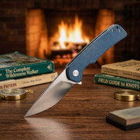 Couteau pliant EDC en acier inoxydable 14C28N avec lame en forme de pied de mouton et manche en micarta pour le camping, la chasse tactique, les activités de plein air et le bricolage