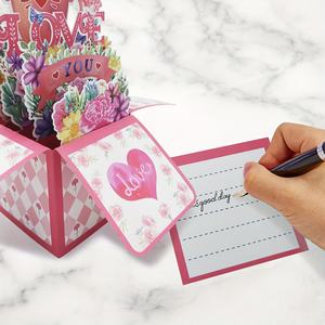 Tarjeta de Felicitación 3D Pop-up Cuadrada Hecha a Mano con Papel Decorativo para Cumpleaños, San Valentín, Celebraciones de Amor, Diseño Plegable Único y Personalizado - Product Image 5