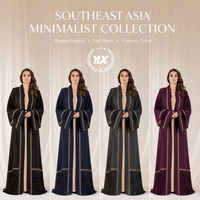 Robe Abaya noire à franges faite à la main élégante robe islamique chic et modeste pour dames décontractée Jalabiya en taille XS en polyester