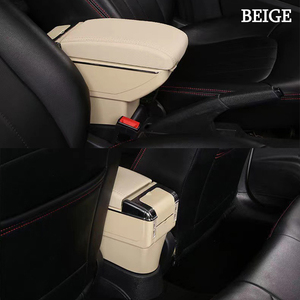Boîte de console multi-bras universelle pour voiture personnalisée avec porte-gobelet, chargeur USB pour téléphone, rangement à double couche et accoudoir surélevé - Product Image 4