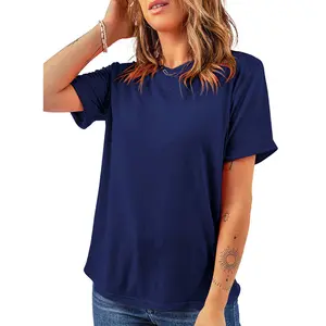 Dear-Lover Wholesale Private Label Custom Logo Print On Demand Fabric Upgrade Blank Plain Summer Short Sleeve Basic Women Tops