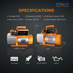Pompe à vide d'air AC Elitech SVP-7 2 étapes 7CFM 3/4Hp pour climatisation et réfrigération HVAC avec écran tactile - Product Image 6