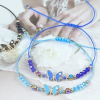 Nouveau Design Perles De Cristal À Facettes Bracelet Coloré Goutte À Goutte D'huile Oeil Papillon Charme pour Adolescentes Cadeaux D'anniversaire À La Mode