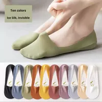 Chaussettes invisibles antidérapantes pour femmes, coupe basse, imprimées, décontractées, printemps-été, semelle en coton, design fin et élégant