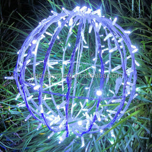 Bola de luz LED 3D para Navidad, 35cm, blanco frío, plegable, exterior, marco de acero, cuerda de goma, IP 67 - Product Image 1
