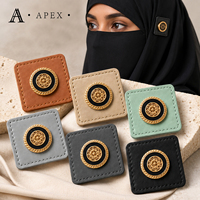 APEX Étiquette en cuir carrée personnalisée pour accessoires de mode, hijab, abaya, vêtements, foulards, chapeaux, sacs et couvre-chefs, avec logo métallique