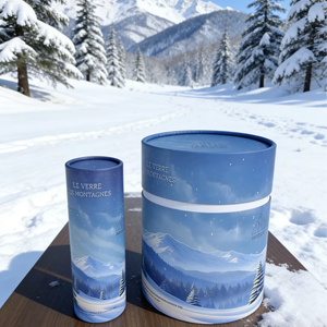 Emballage cylindrique ondulé pour tasse, expédition transfrontalière, anti-dommages, souvenir de mariage, tasse en forme de montagne enneigée emballée dans un cylindre - Product Image 1