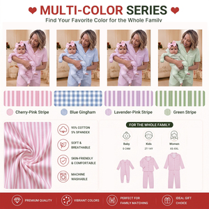 Conjunto de pijamas a juego para mamá y bebé, tela suave, pijamas a rayas, conjunto de pelele para mujer e infante - Product Image 4