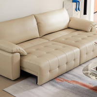Canapé-lit électrique moderne de luxe en cuir, pliable et coulissant, convertible pour salon de villa