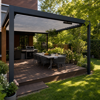 Système de pergola motorisée murale pour extérieur, toit de pergola en aluminium à lamelles, revêtement en poudre, robuste