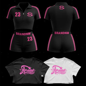 Conjunto de Top y Shorts con Estampado de Letras de Moda Urbana Primavera 2025 para Mujer, 100% Algodón Transpirable - Product Image 3