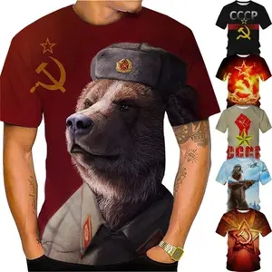 Mens CCCP Russian T Shirts 3D Printed USSR Soviet Union Graphic T Shirt Homme O Neck Short Sleeve Moscow Tees Tops Streetwear