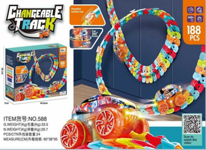 Set di Costruzioni in Plastica da 188 Pezzi con Pista Modulare per Bambini dai 5 ai 7 Anni, Tema Trasporti, Kit Fai-da-Te - Product Image 3