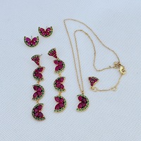 Nouvelles Boucles d'Oreilles Tendance Série Fruitée en Forme de Pastèque Incrustées de Diamants d'Eau