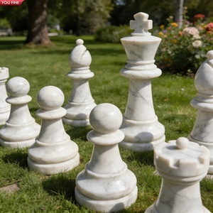 Juego de Esculturas de <span class=keywords><strong>Ajedrez</strong></span> de Mármol Blanco YOUFINE para Decoración de Jardín Exterior - Product Image 4